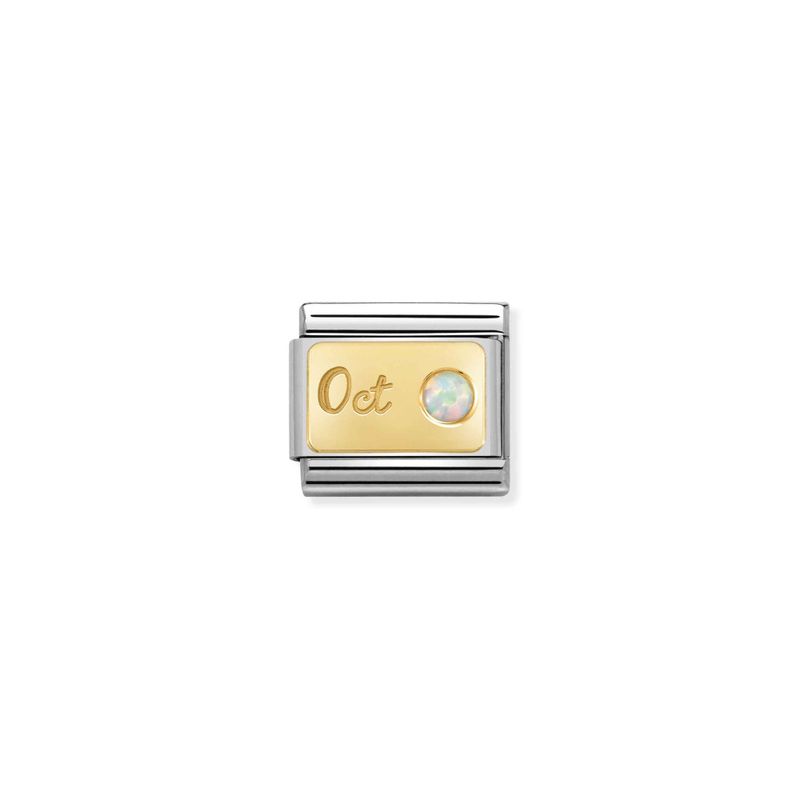 NOMINATION Classic MONTH STONE in steel, stones and 18k gold Oct