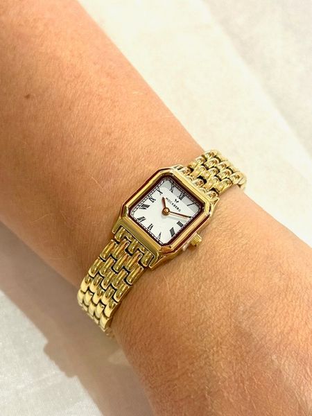 Classic Square Gullfarget Stål / Hvit 18x19mm